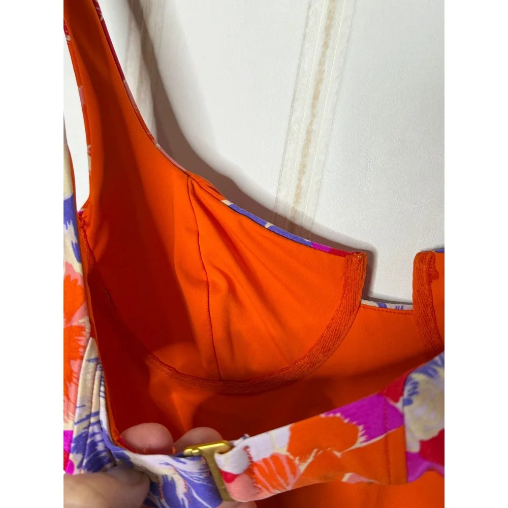 L*Space Nicolette One Piece Swimsuit Floral Underwire Pink Orange Size 4 - Picture 9 of 14